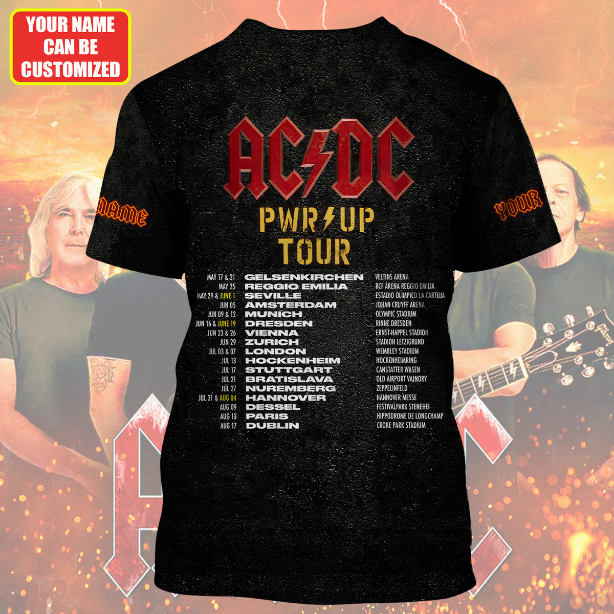 Personalized AC Power Up World Tour All Over Printed Unisex Shirt Q220412