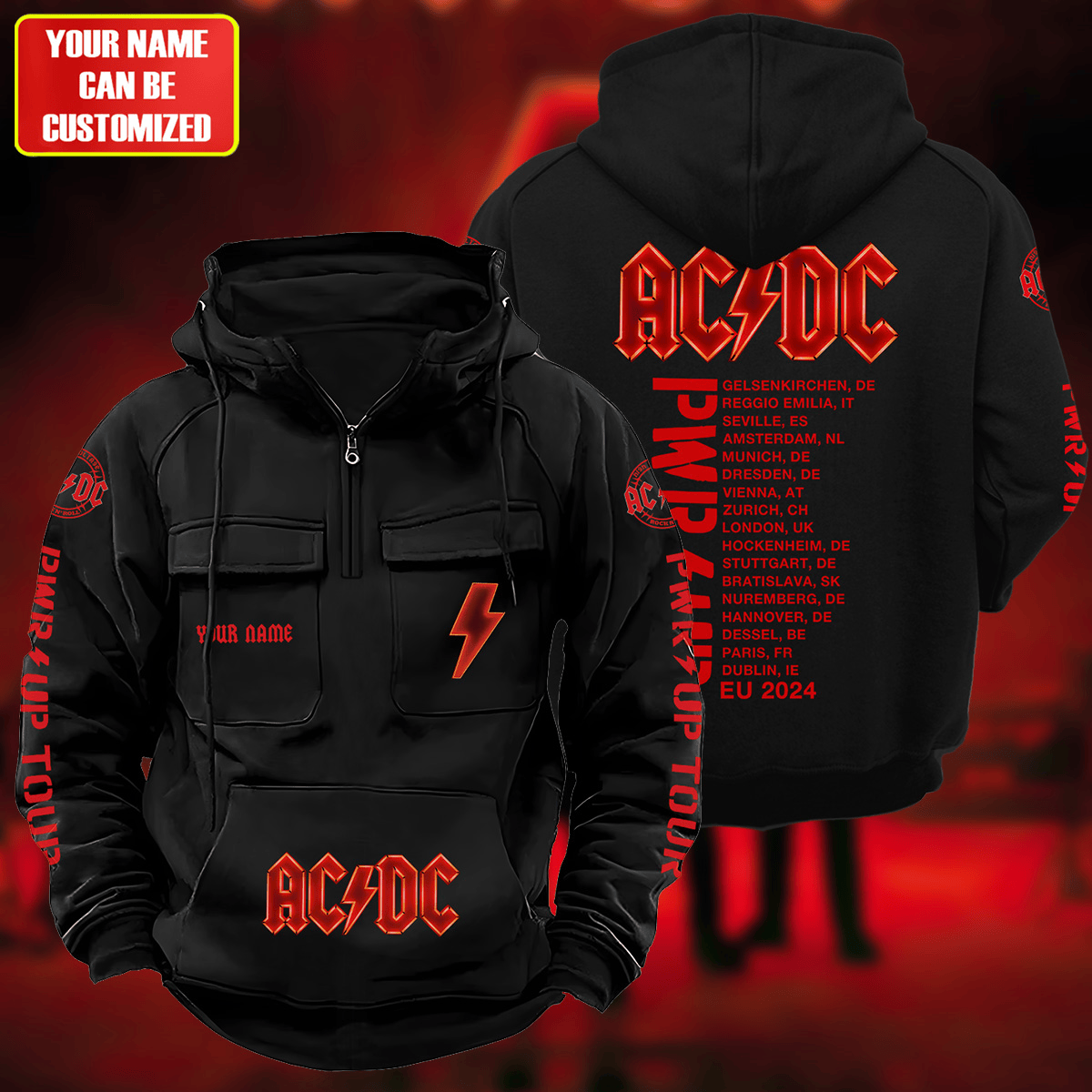 Personalized AC Power Up Tour Retro Cotton Hoodie Q040605