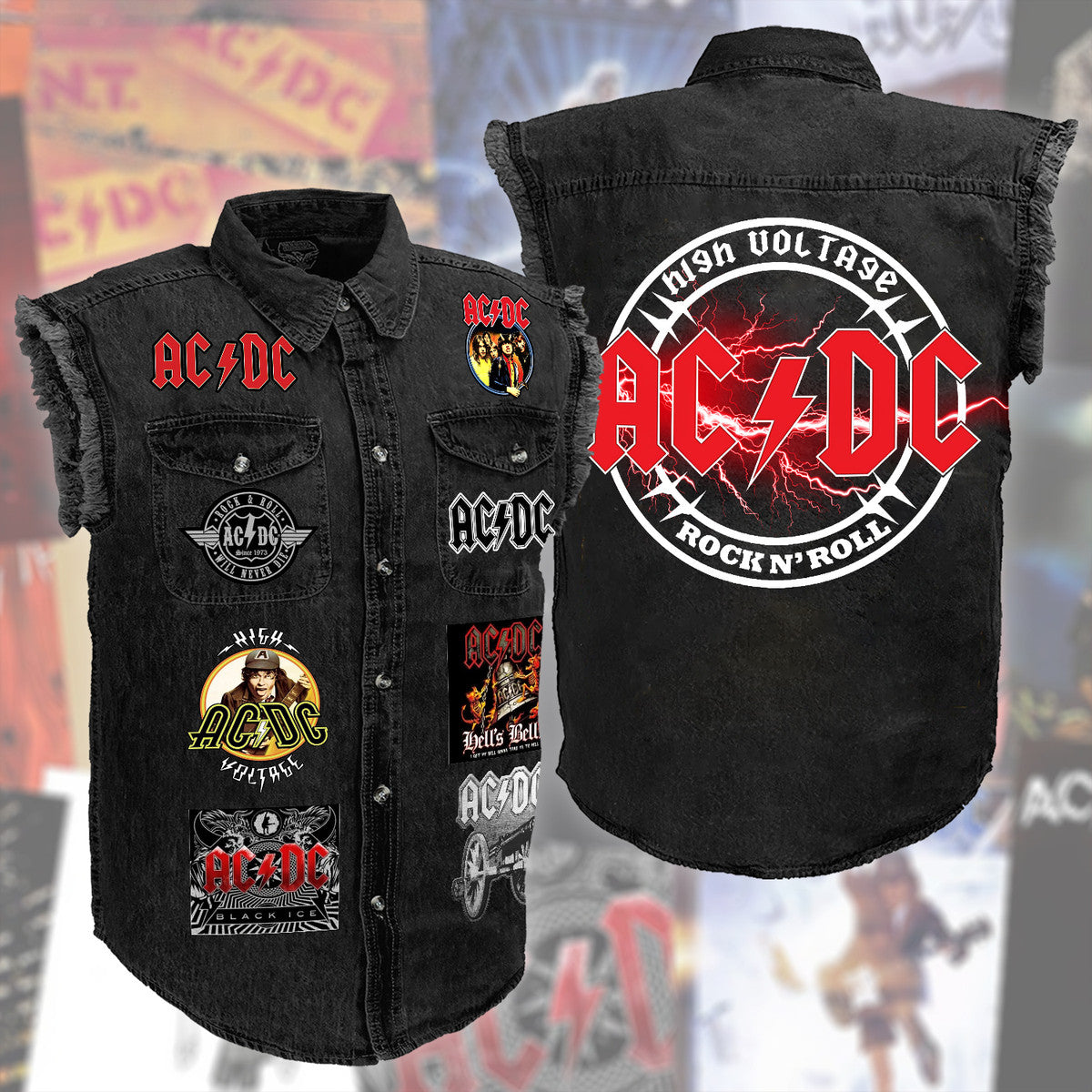 AC Rock And Roll Sleeveless Denim Jacket Q020701
