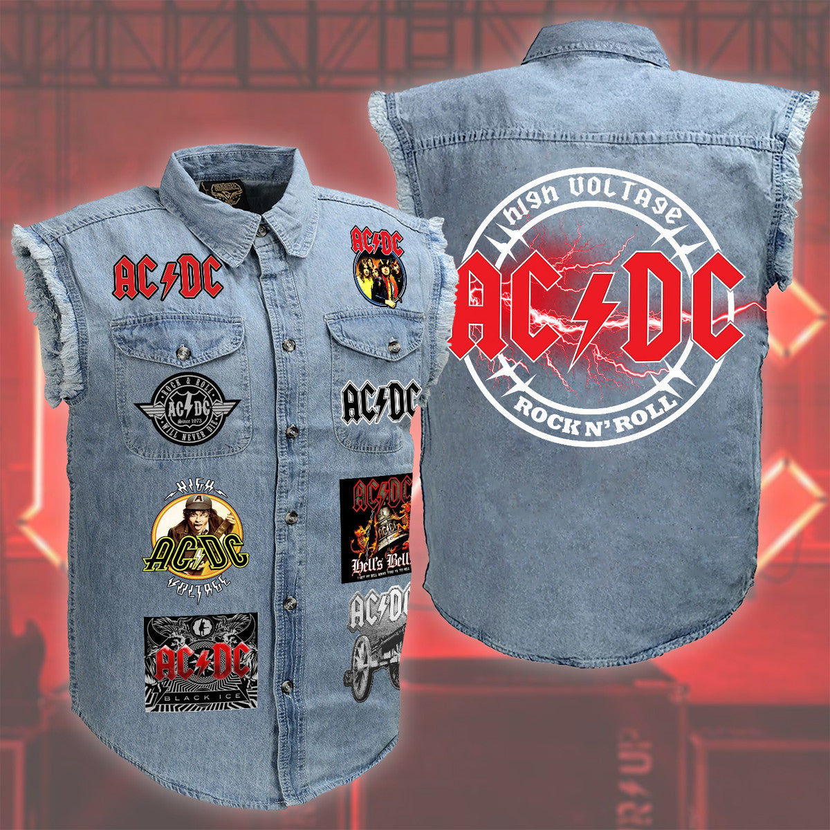 AC Rock And Roll Sleeveless Denim Jacket Q020701