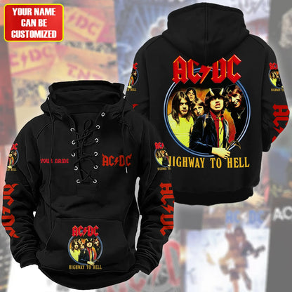 Personalized AC Highway To Hell Lace-up Cotton Hoodie