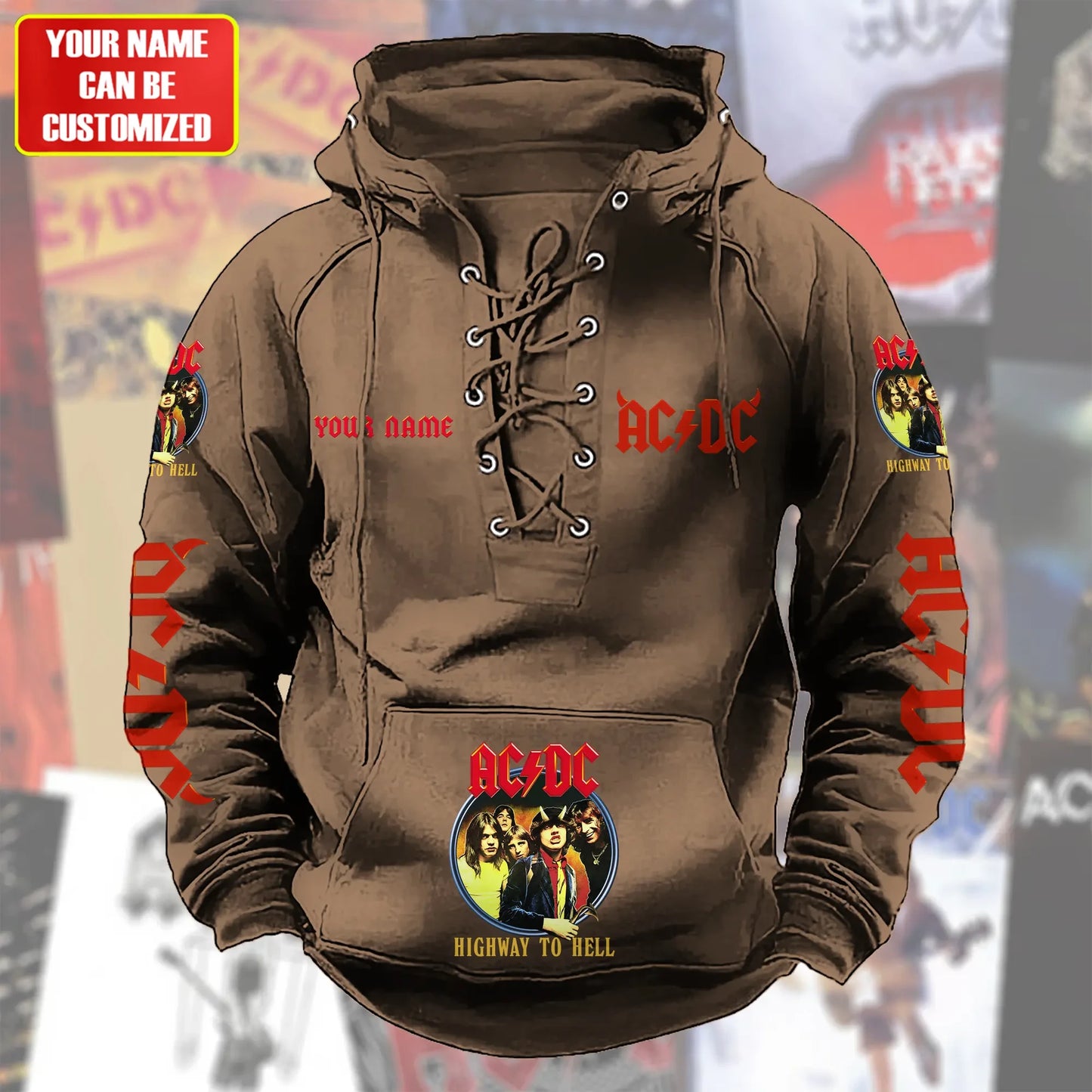 Personalized AC Highway To Hell Lace-up Cotton Hoodie