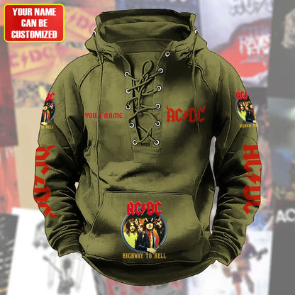Personalized AC Highway To Hell Lace-up Cotton Hoodie