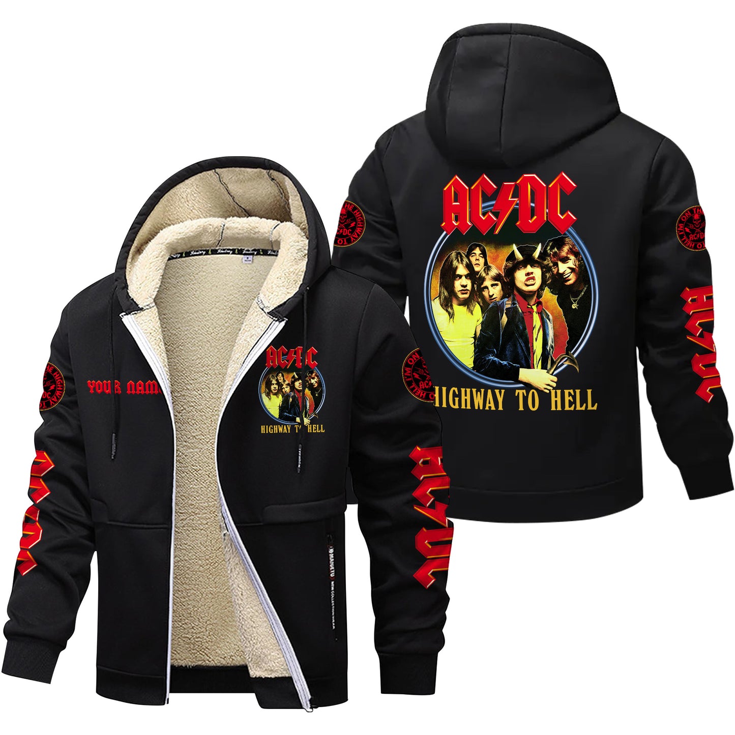 Personalized AC Highway To Hell Fleece 3D Unisex Hooded Jacket