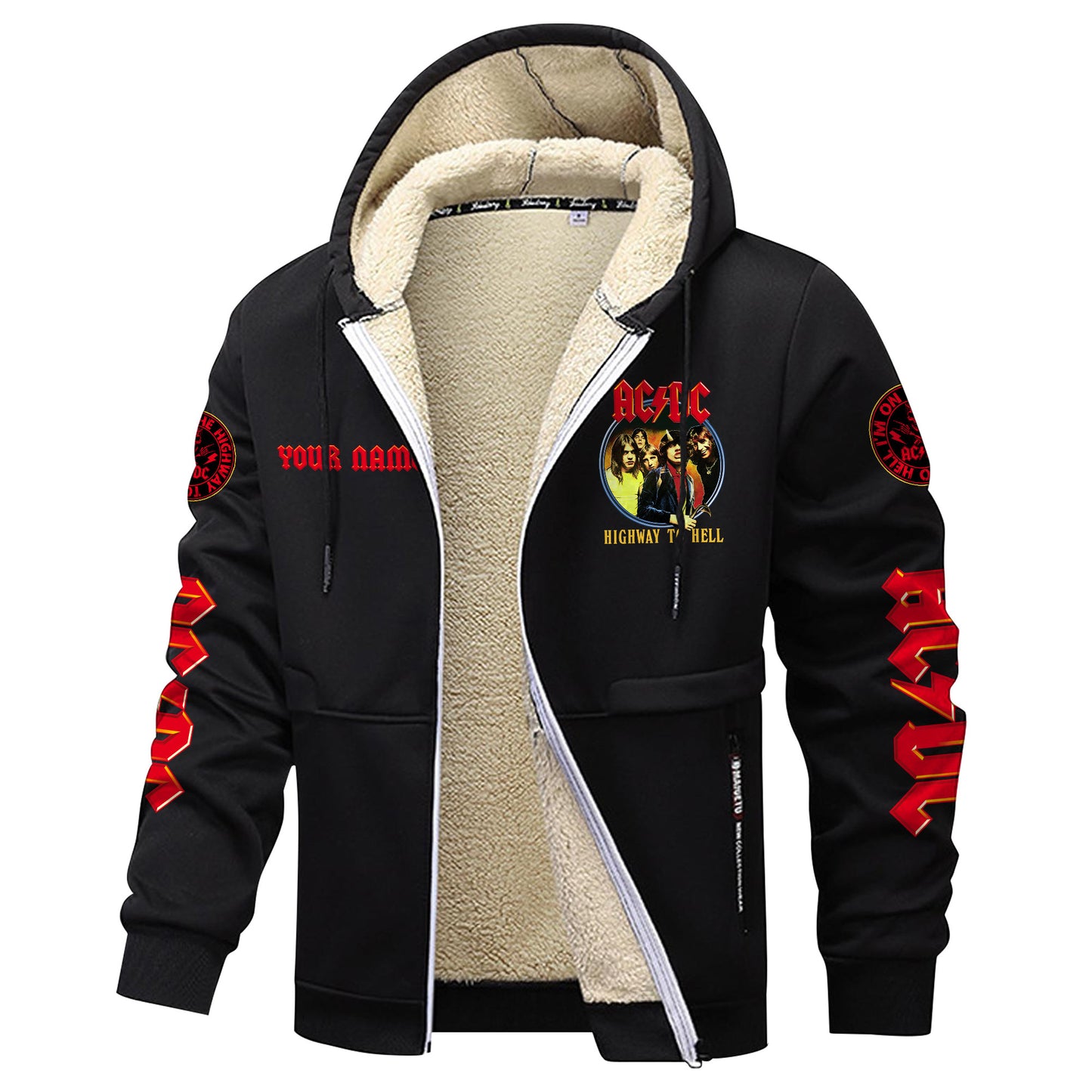 Personalized AC Highway To Hell Fleece 3D Unisex Hooded Jacket