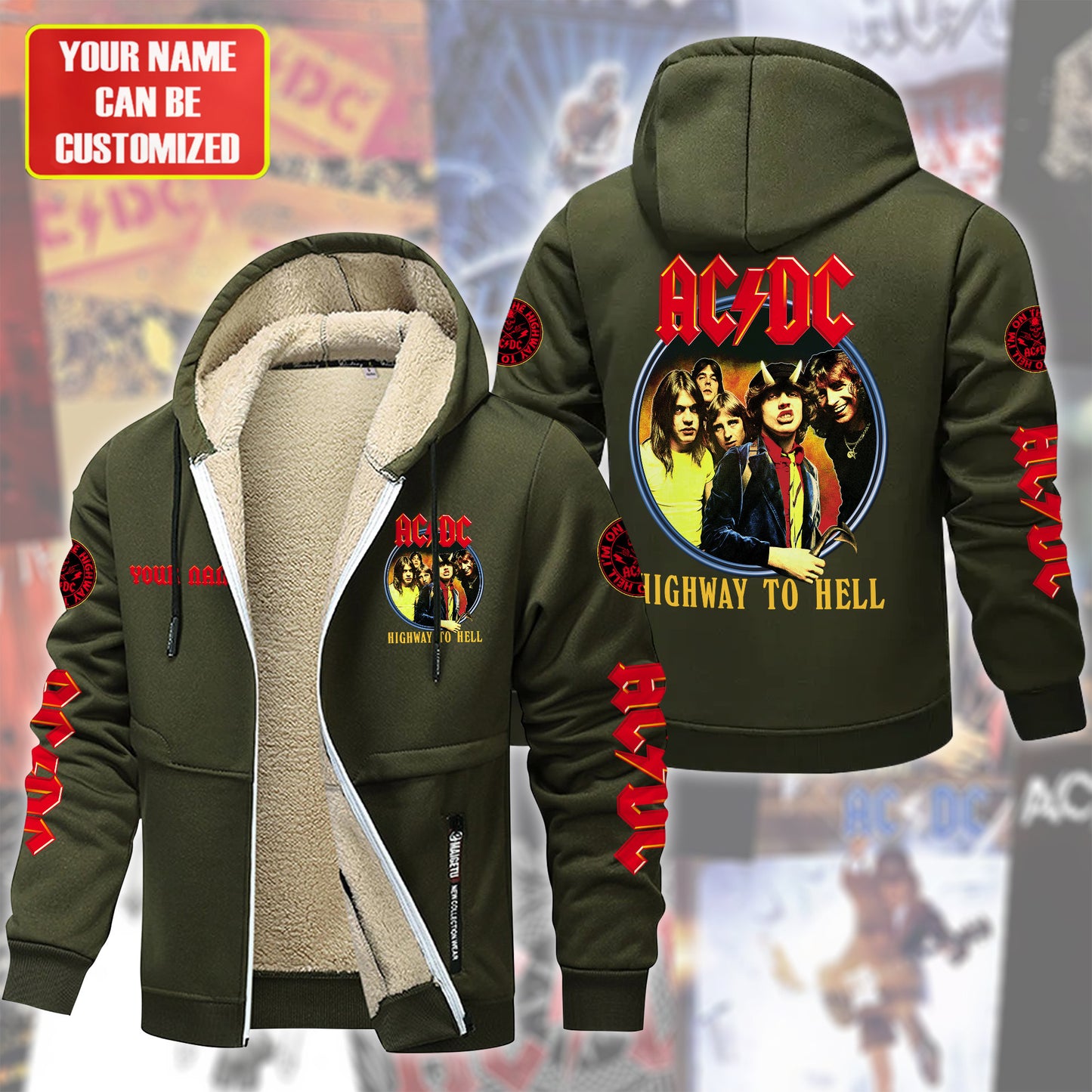 Personalized AC Highway To Hell Fleece 3D Unisex Hooded Jacket