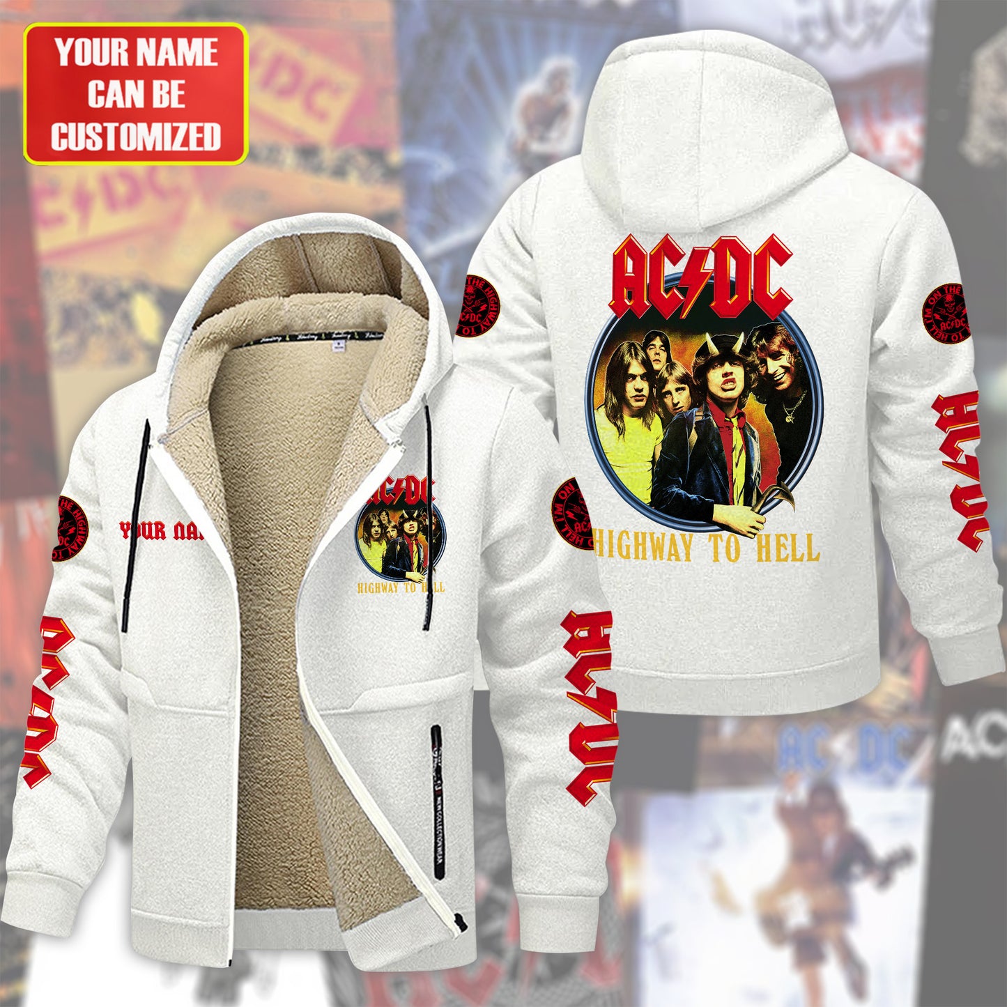 Personalized AC Highway To Hell Fleece 3D Unisex Hooded Jacket
