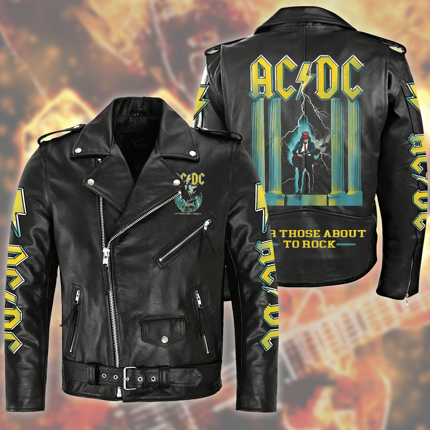 AC Rock Zipper Vintage Leather Jacket Q281209