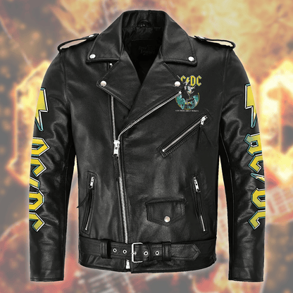AC Rock Zipper Vintage Leather Jacket Q281209