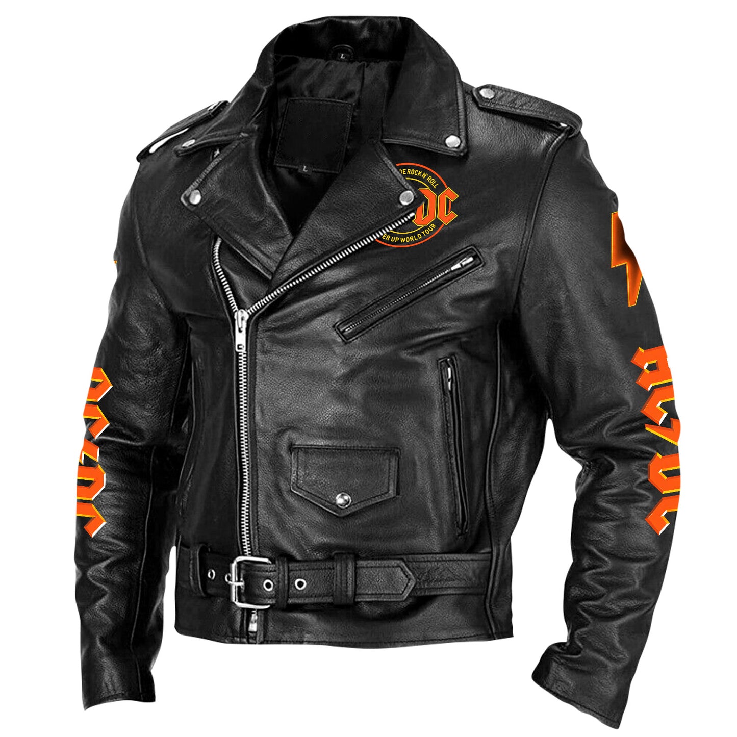 AC Power Up Tour 2025 Zipper Vintage Leather Jacket Q030104