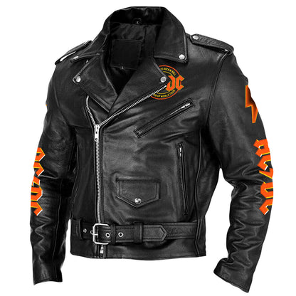 AC Power Up Tour 2025 Zipper Vintage Leather Jacket Q030104
