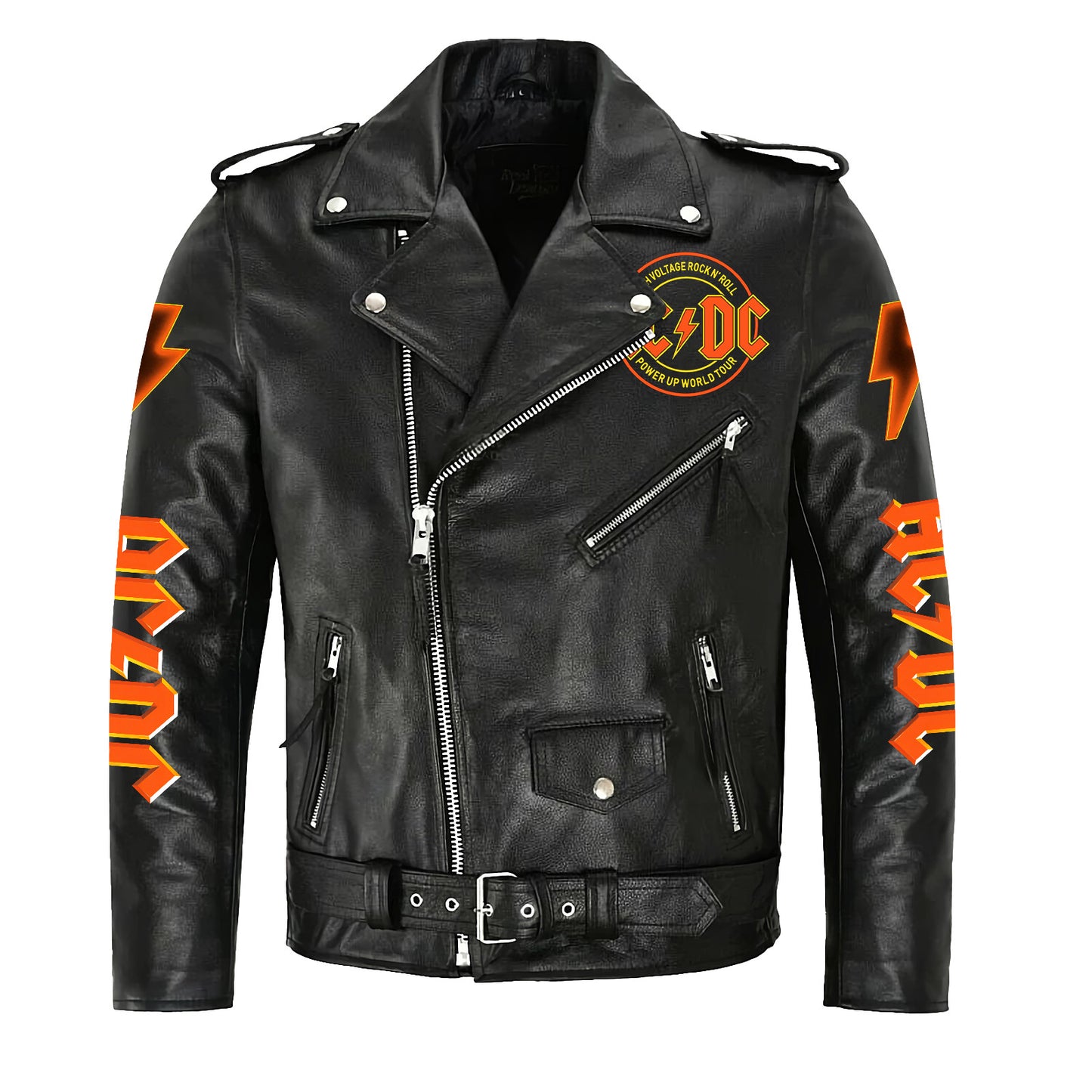 AC Power Up Tour 2025 Zipper Vintage Leather Jacket Q030104
