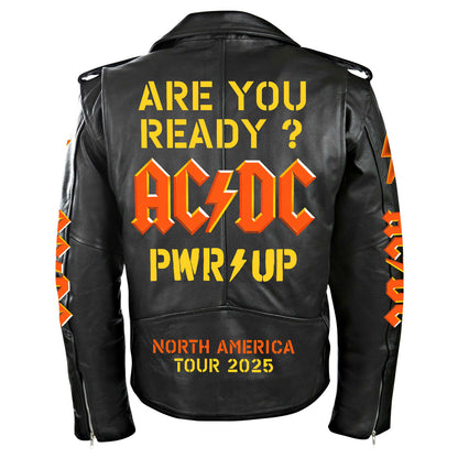 AC Power Up Tour 2025 Zipper Vintage Leather Jacket Q030104