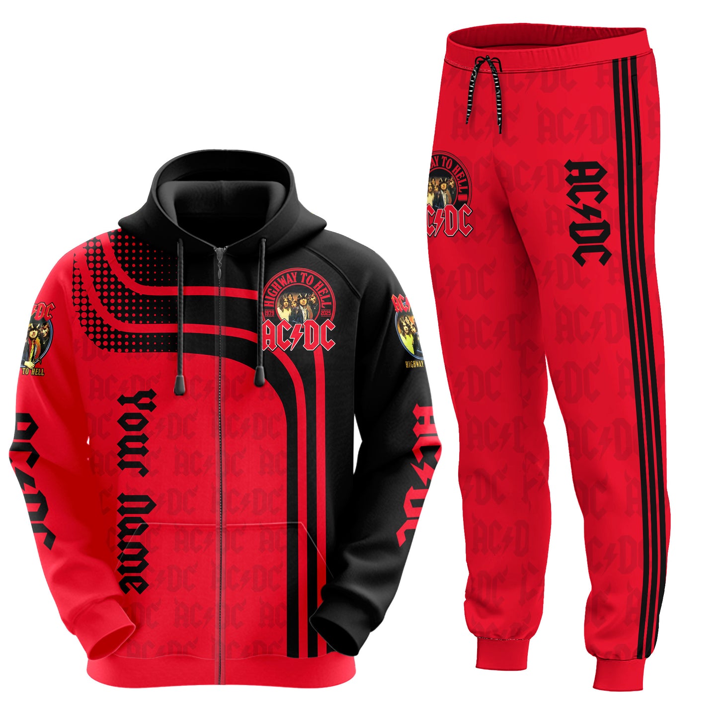 Personalized AC Highway To Hell 3D All over Printed Hoodie and Sweatpants set
