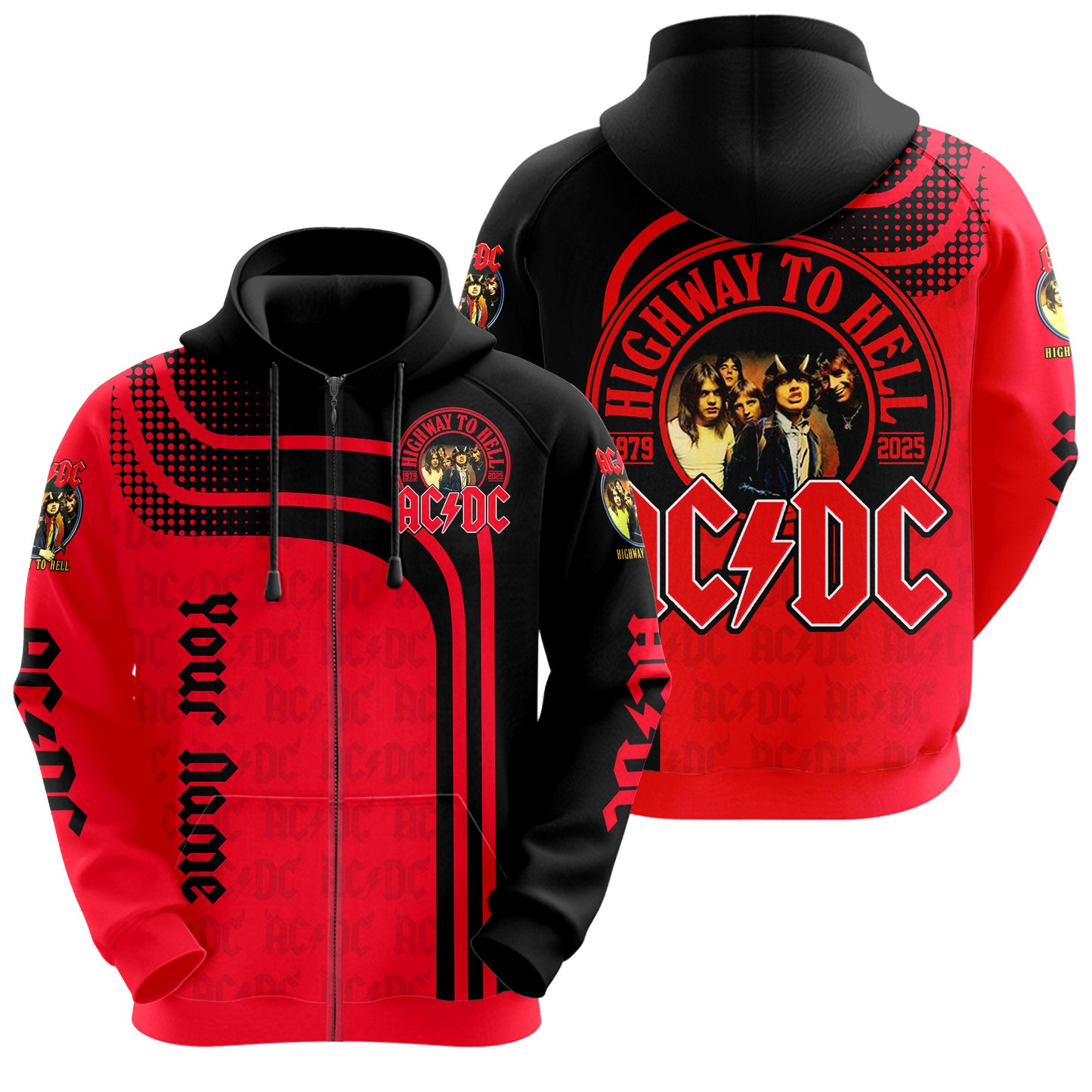 Personalized AC Highway To Hell 3D All over Printed Hoodie and Sweatpants set