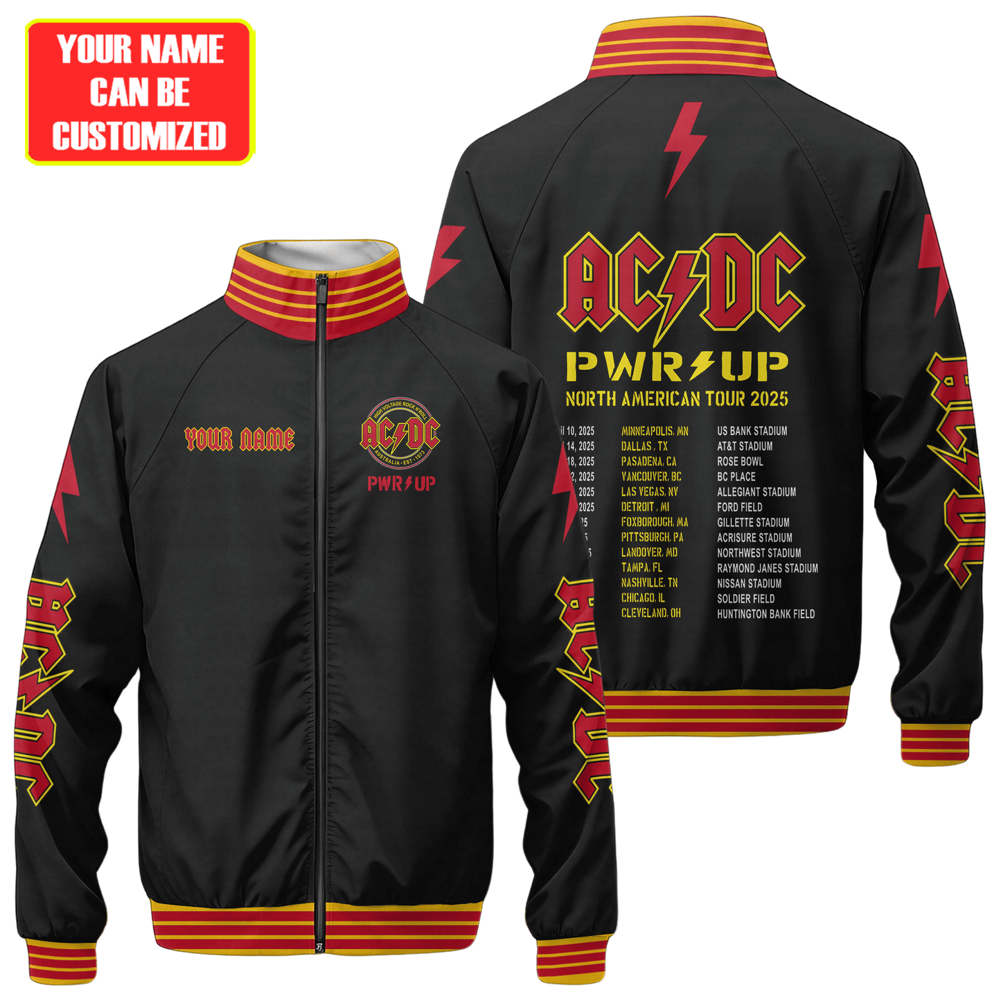 Personalized AC Power Up Tour 2025 Zipper Stand Collar Jacket 3D Q270202
