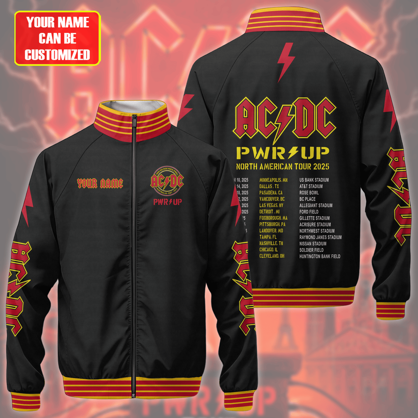 Personalized AC Power Up Tour 2025 Zipper Stand Collar Jacket 3D Q270202