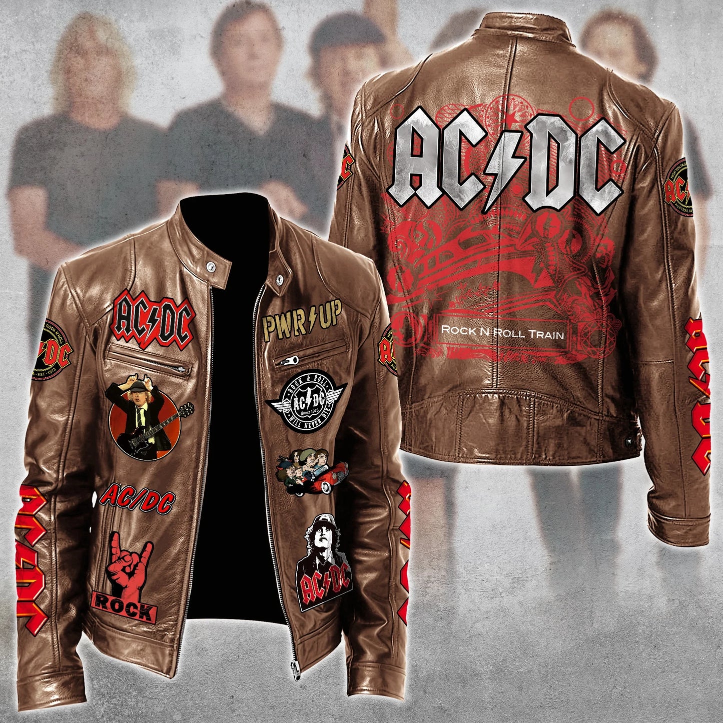 AC Rock Zipper Collar Leather Jacket