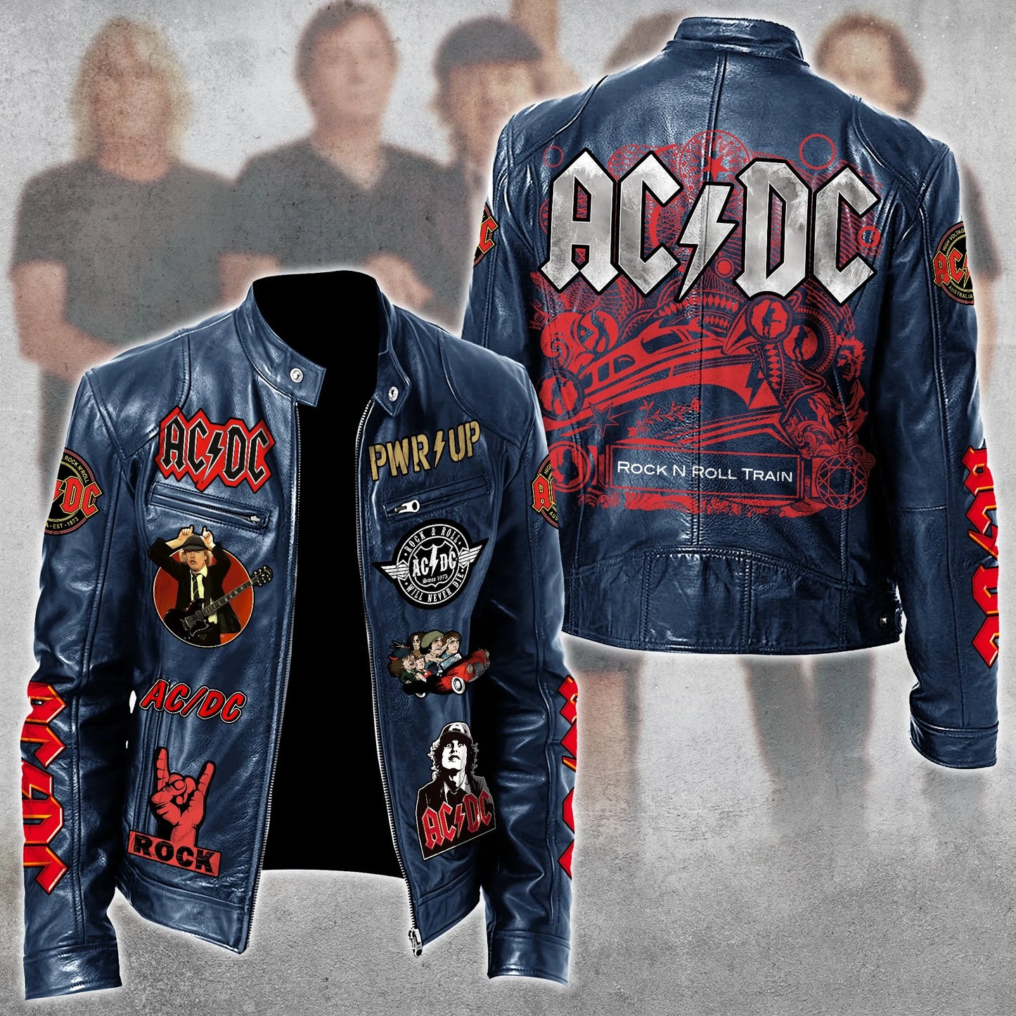 AC Rock Zipper Collar Leather Jacket
