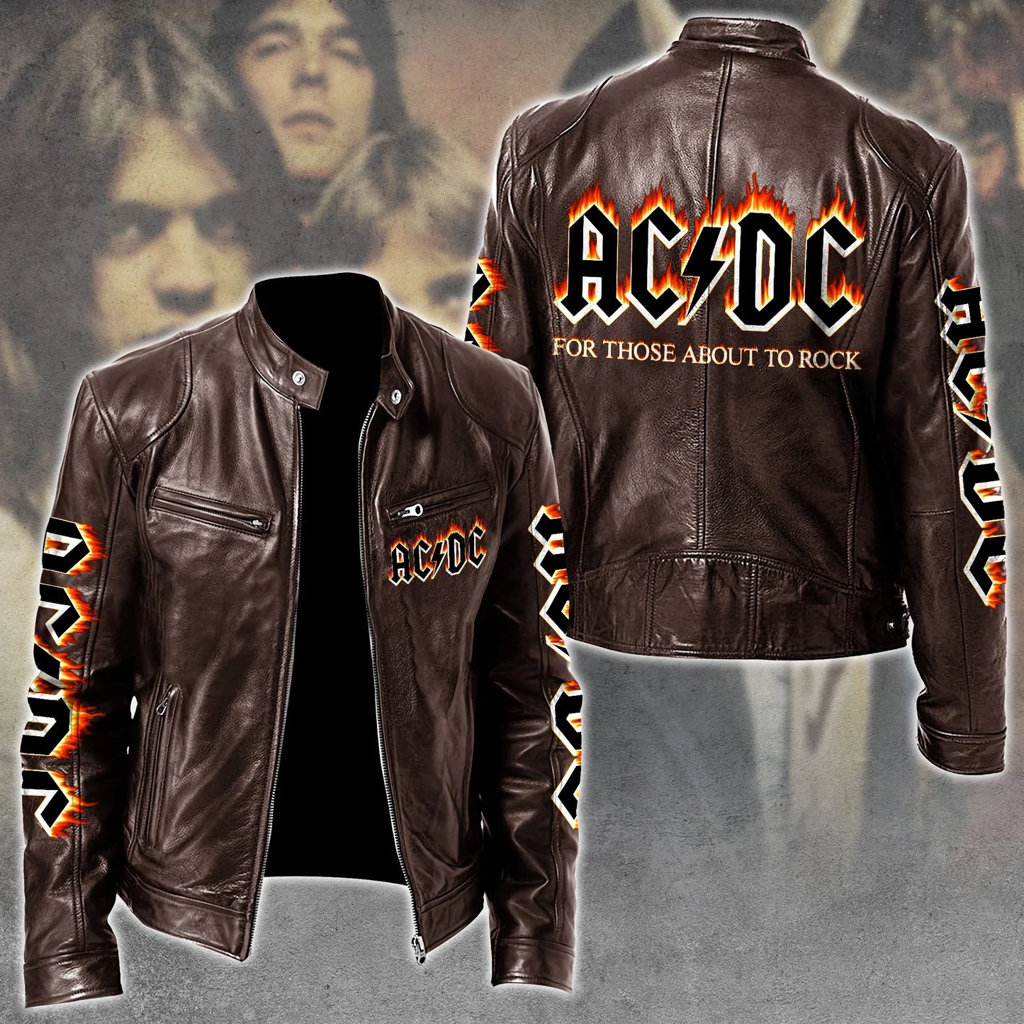 AC Rock Zipper Collar Leather Jacket V3