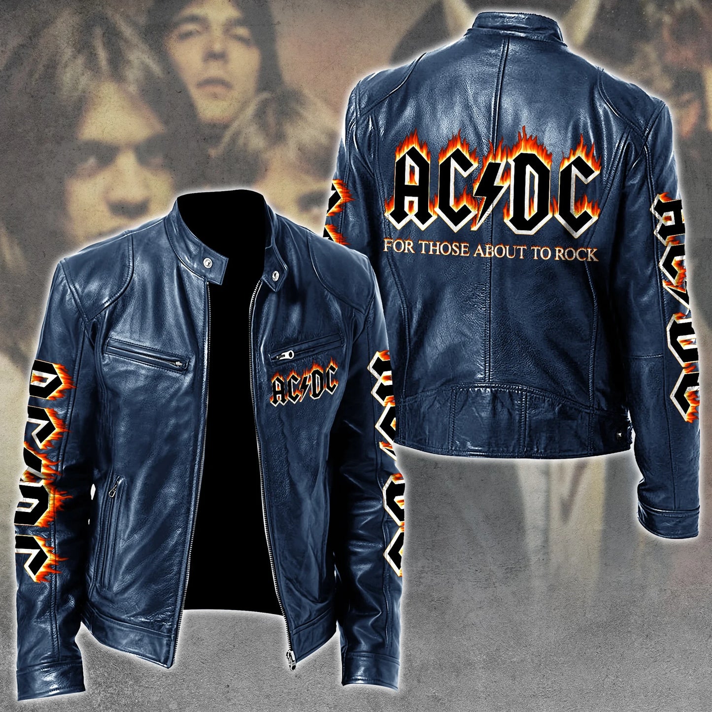 AC Rock Zipper Collar Leather Jacket V3