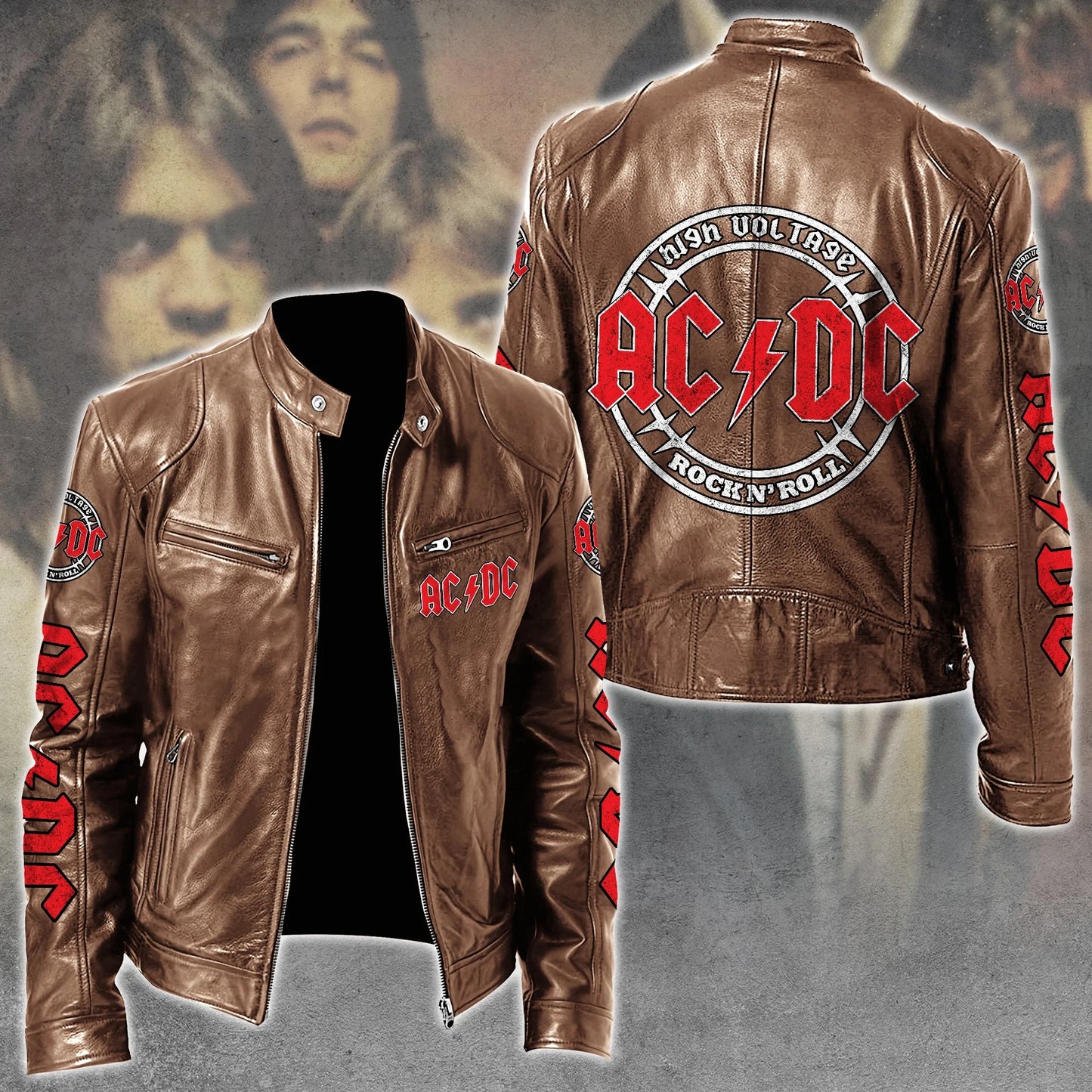 AC Rock Zipper Collar Leather Jacket V4 Q290916