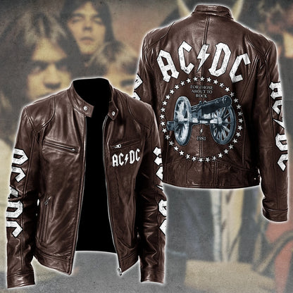 AC Rock Zipper Collar Leather Jacket V5