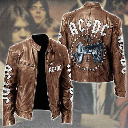 AC Rock Zipper Collar Leather Jacket V5