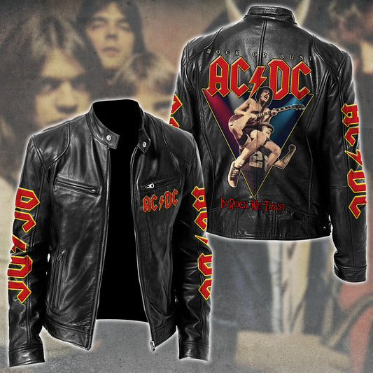 AC Rock Zipper Collar Leather Jacket V6