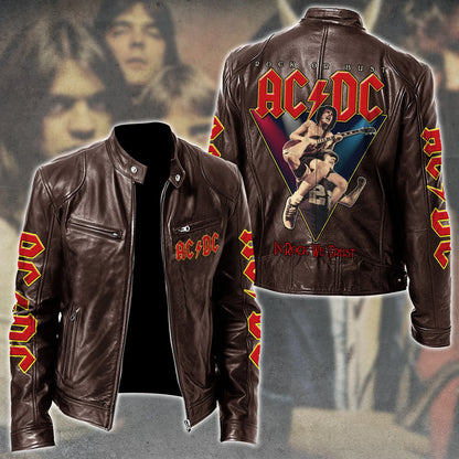 AC Rock Zipper Collar Leather Jacket V6