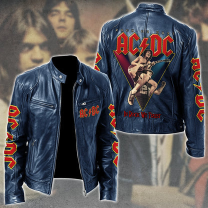 AC Rock Zipper Collar Leather Jacket V6