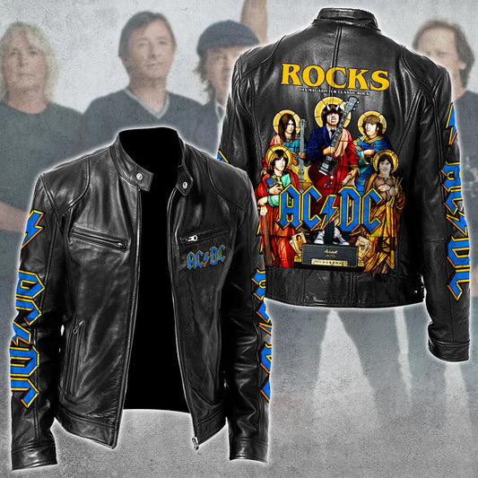 AC Rock Zipper Collar Leather Jacket V7