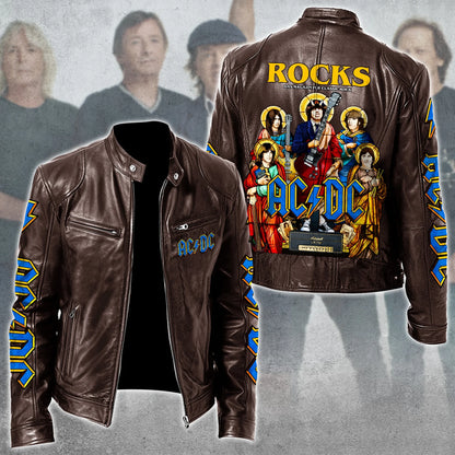 AC Rock Zipper Collar Leather Jacket V7