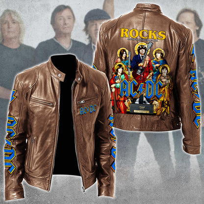 AC Rock Zipper Collar Leather Jacket V7
