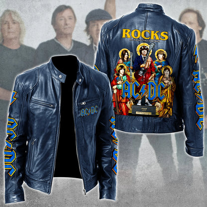AC Rock Zipper Collar Leather Jacket V7