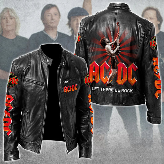 AC Rock Zipper Collar Leather Jacket V8