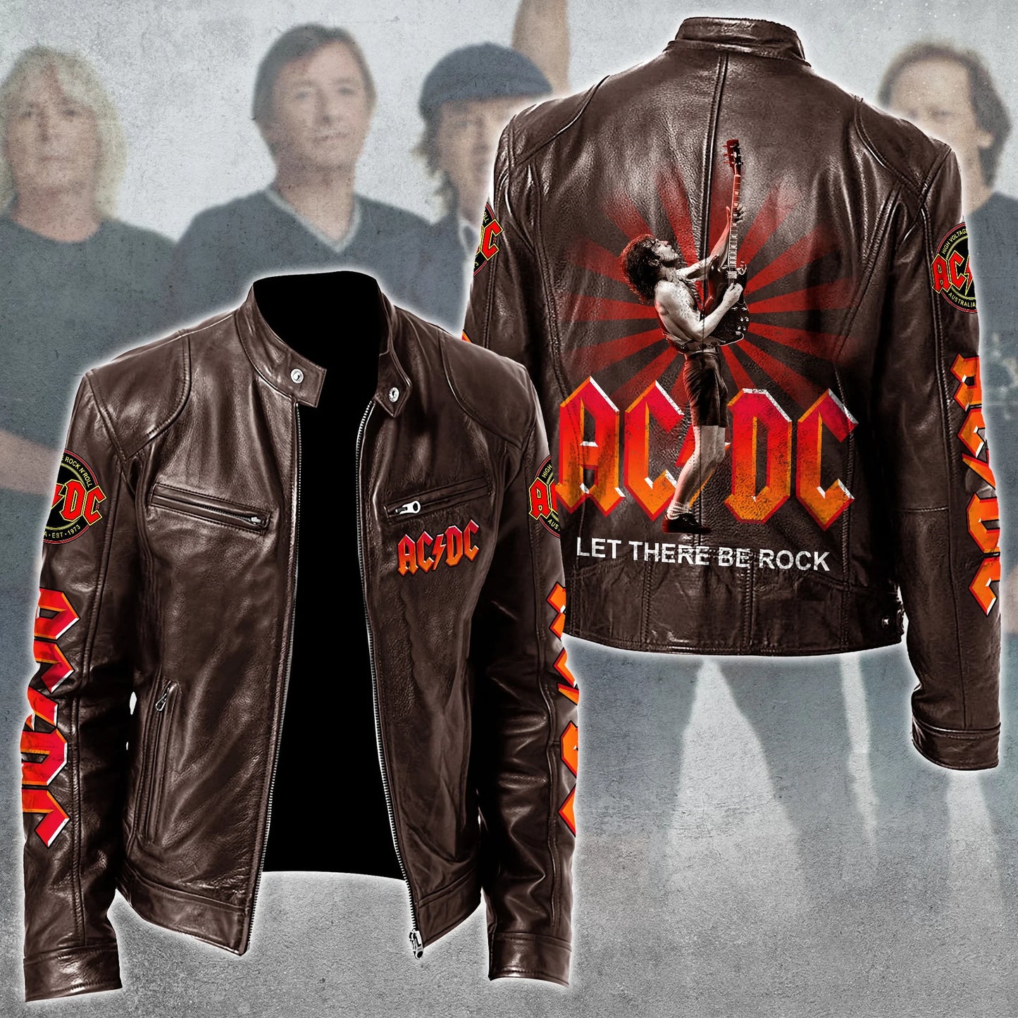 AC Rock Zipper Collar Leather Jacket V8