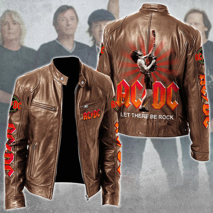 AC Rock Zipper Collar Leather Jacket V8