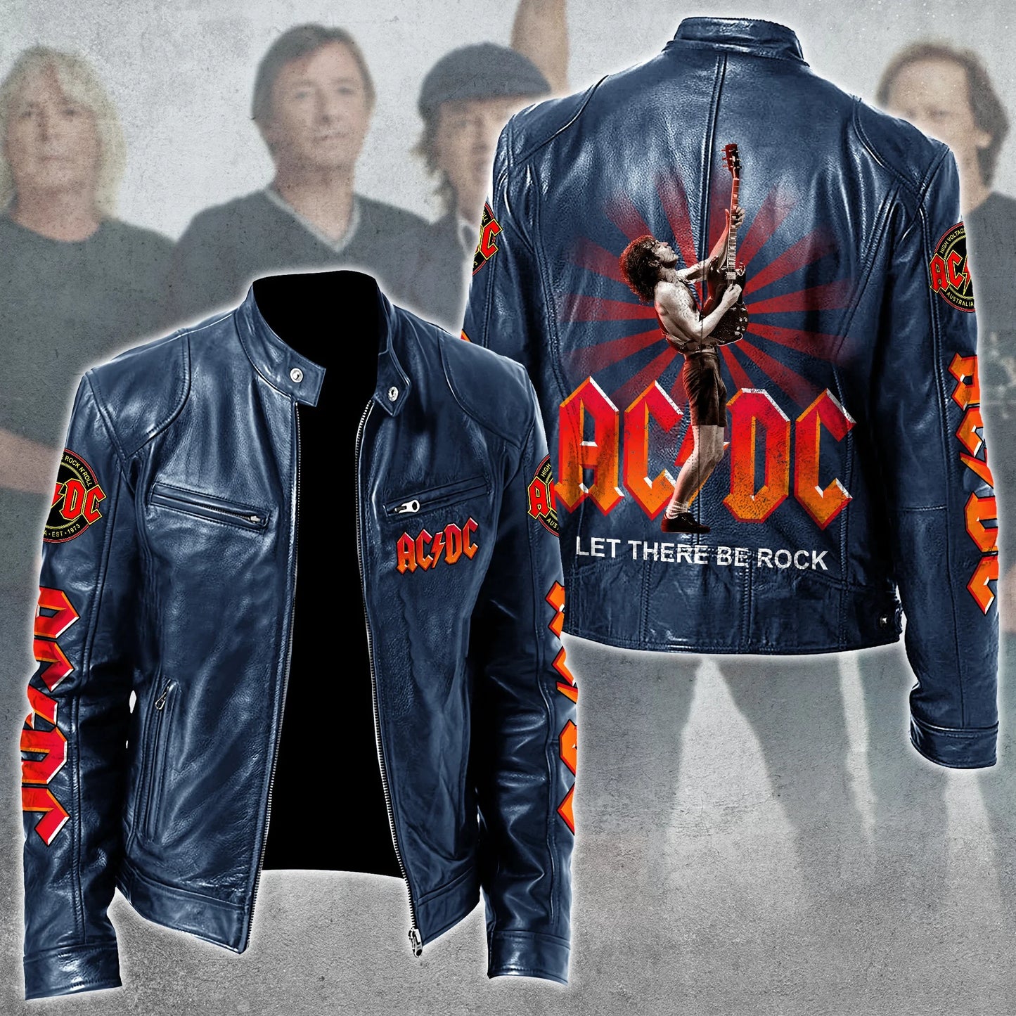 AC Rock Zipper Collar Leather Jacket V8