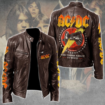 AC Rock Zipper Collar Leather Jacket V9