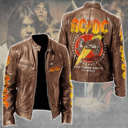AC Rock Zipper Collar Leather Jacket V9