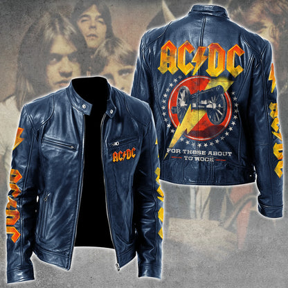 AC Rock Zipper Collar Leather Jacket V9