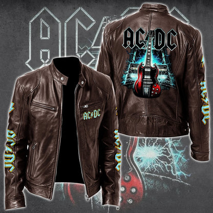 AC Rock Zipper Collar Leather Jacket V10