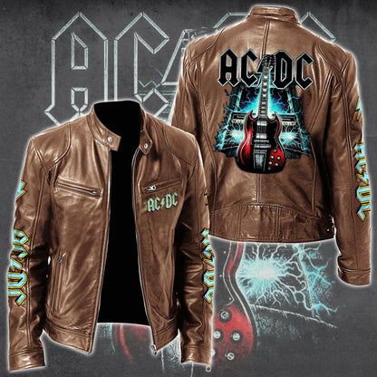 AC Rock Zipper Collar Leather Jacket V10