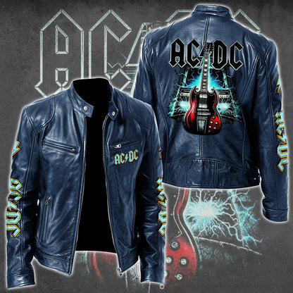 AC Rock Zipper Collar Leather Jacket V10