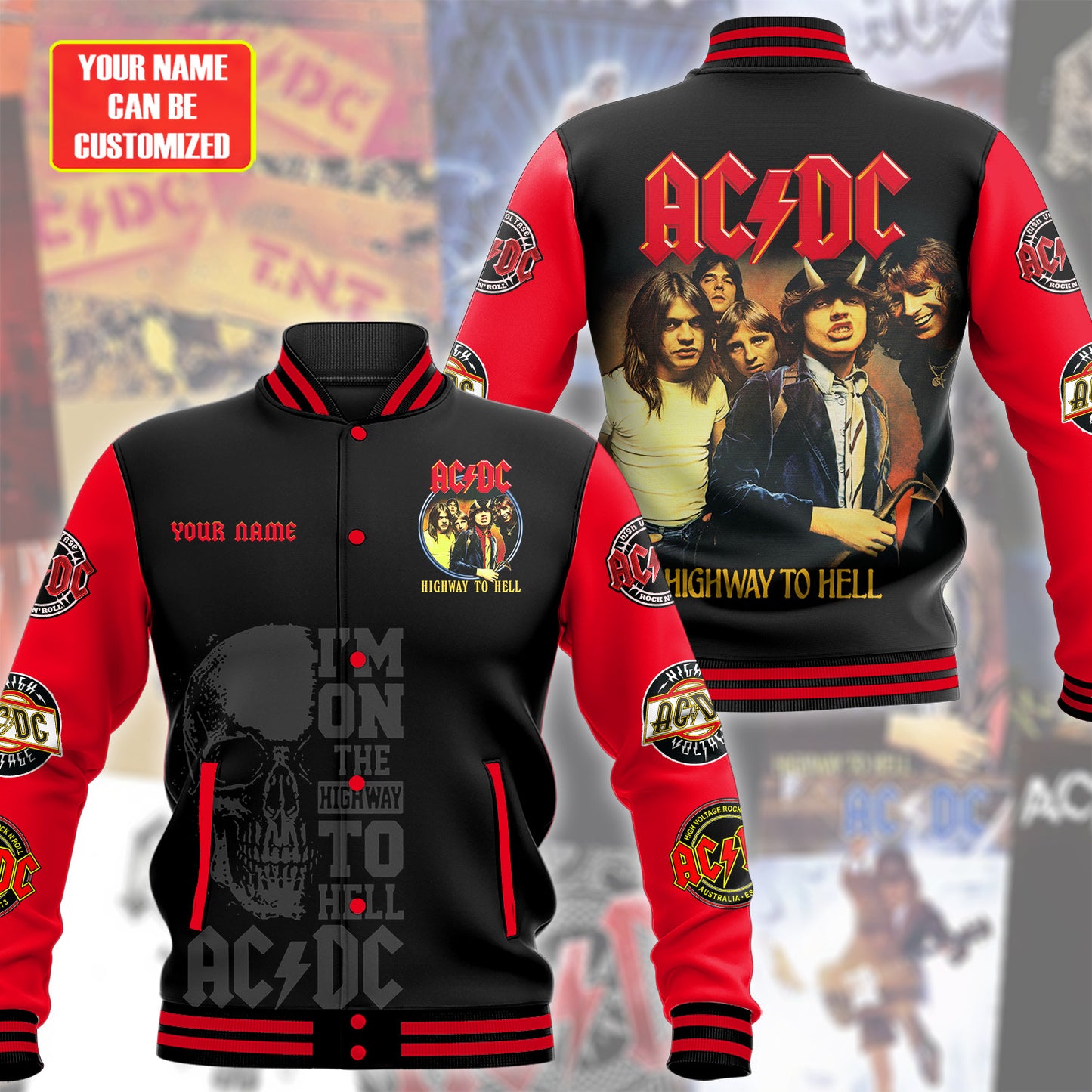 Personalized AC Highway To Hell 3D Baseball Jacket Q100406