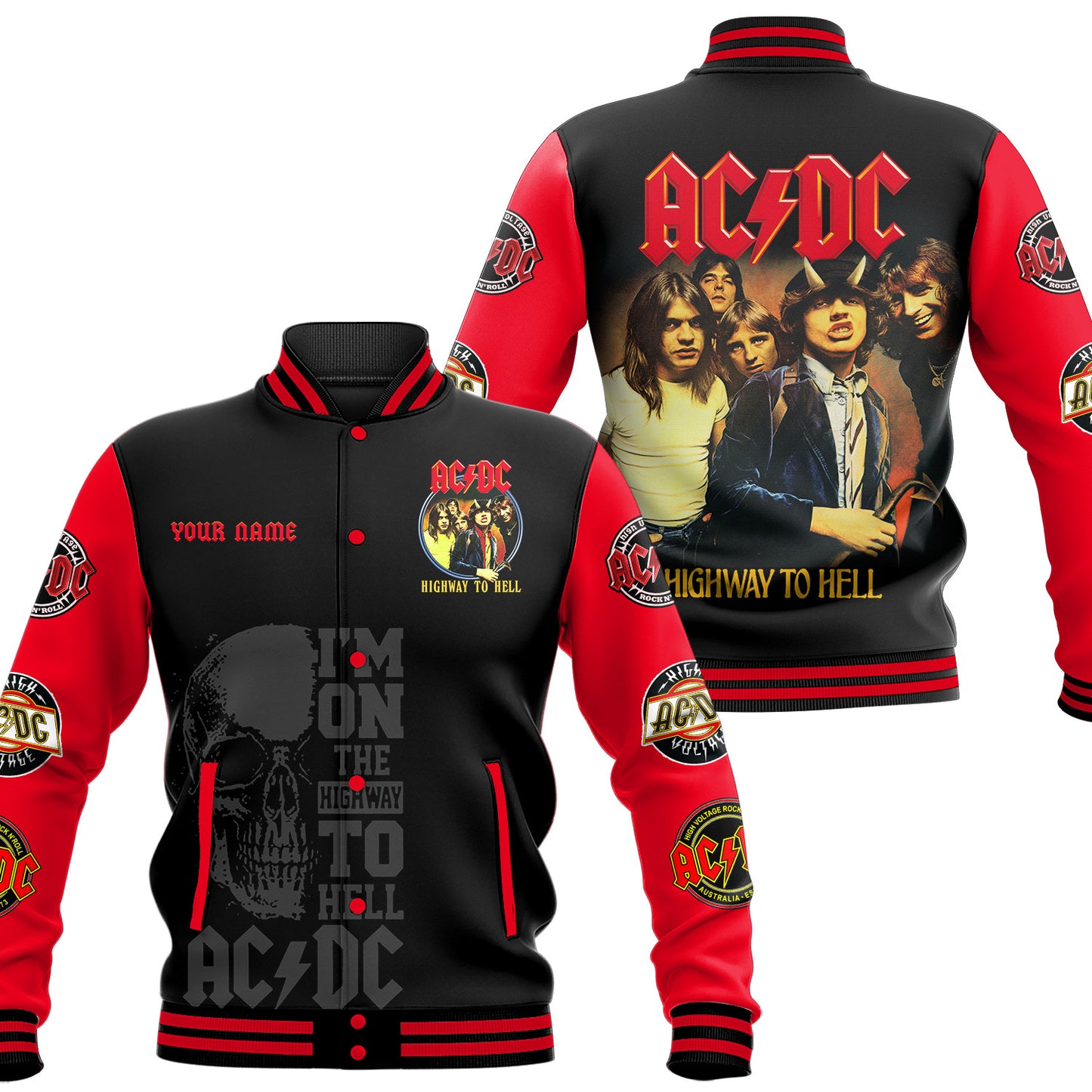 Personalized AC Highway To Hell 3D Baseball Jacket Q100406