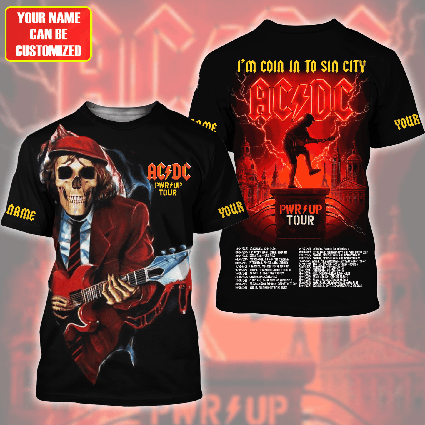 Personalized AC Power Up Tour 2025 3D All Over Printed Unisex Shirt Q210408