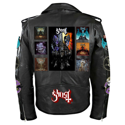 Ghost Zipper Vintage Leather Jacket Q180903