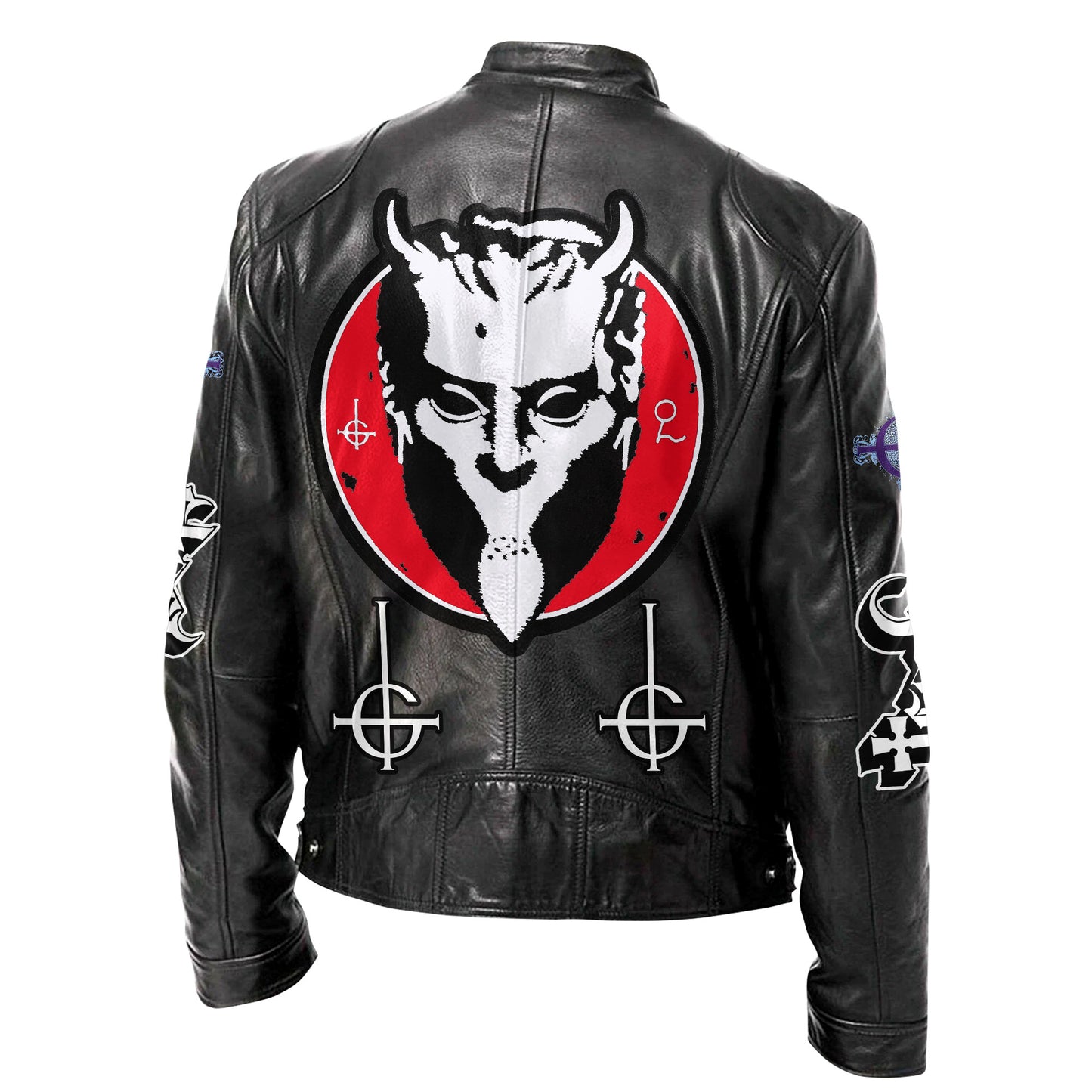 Ghost Zipper Collar Leather Jacket